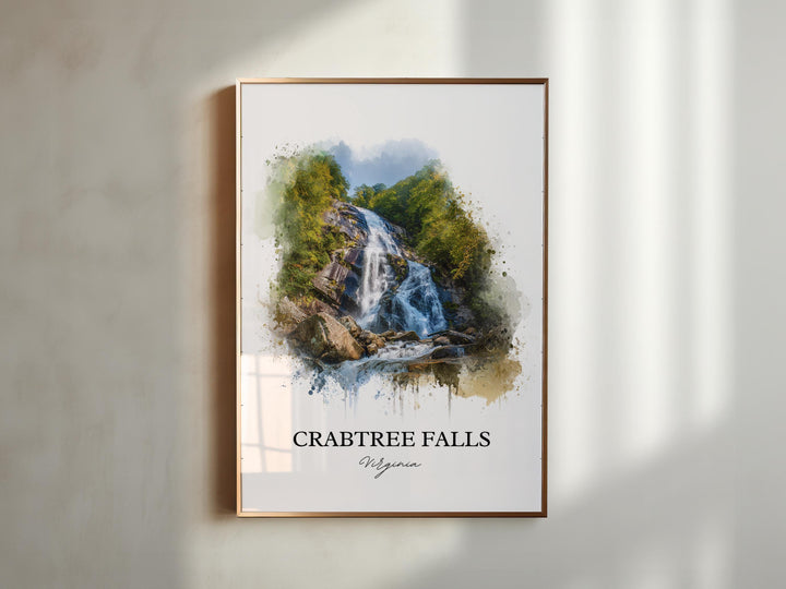 Crabtree Falls Wall Art, Crabtree Falls Print, Virginia Watercolor Art, Crabtree Falls Gift, Travel Print, Travel Poster, Housewarming Gift