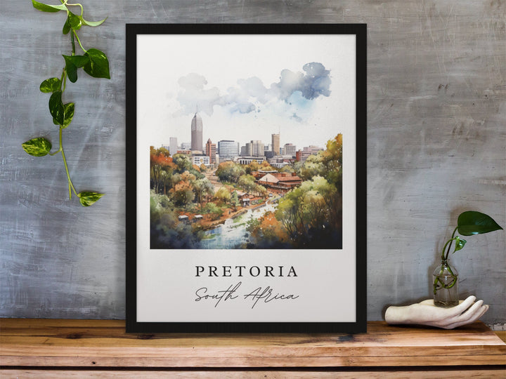 Pretoria traditional travel art - South Africa, Pretoria poster, Wedding gift, Birthday present, Custom Text, Personalized Gift