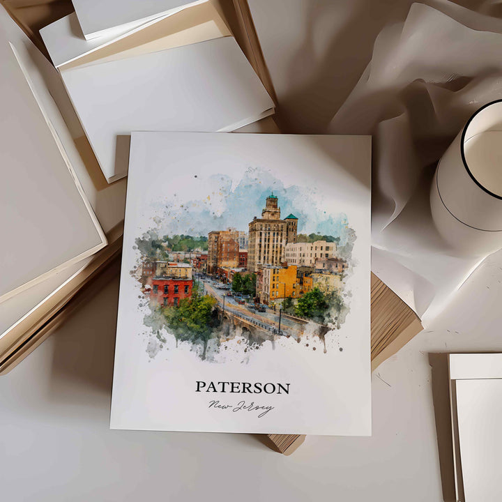 Paterson NJ Wall Art, Paterson Print, New Jersey Watercolor Art, North Jersey Gift, Travel Print, Travel Poster, Housewarming Gift