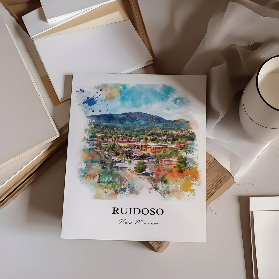 Ruidoso NM Art, Sierra Blanca Mountains Print, New Mexico Watercolor Art, Ruidoso NM Gift, Travel Print, Travel Poster, Housewarming Gift