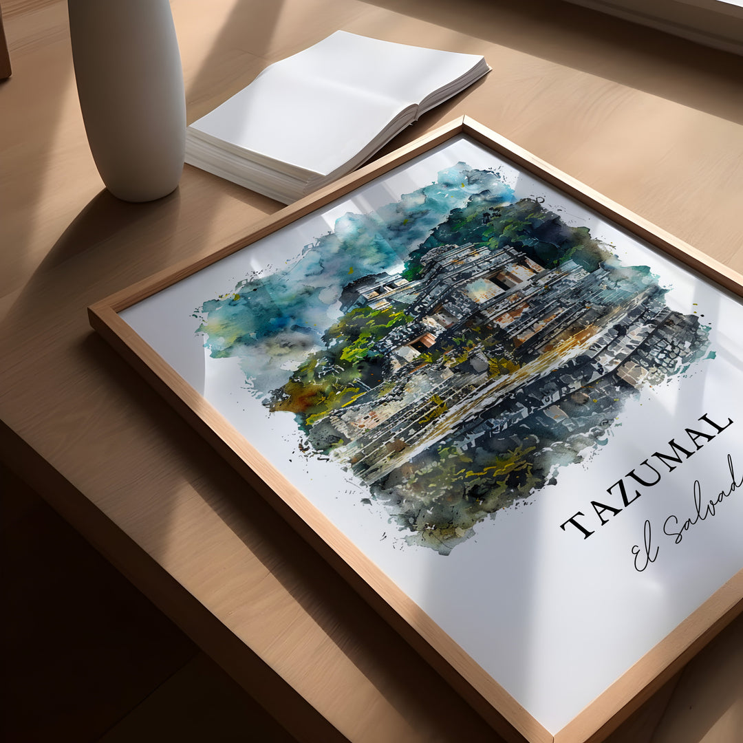 Tazumal, El Salvador – Watercolor Art Print