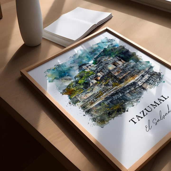 Tazumal, El Salvador – Watercolor Art Print