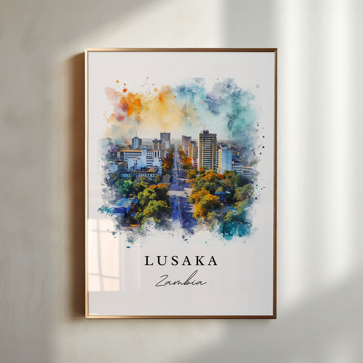 Lusaka Zambia wall art - Zambia, Lusaka print, Lusaka Wedding gift, Lusaka Birthday present, Custom Text, Perfect Gift