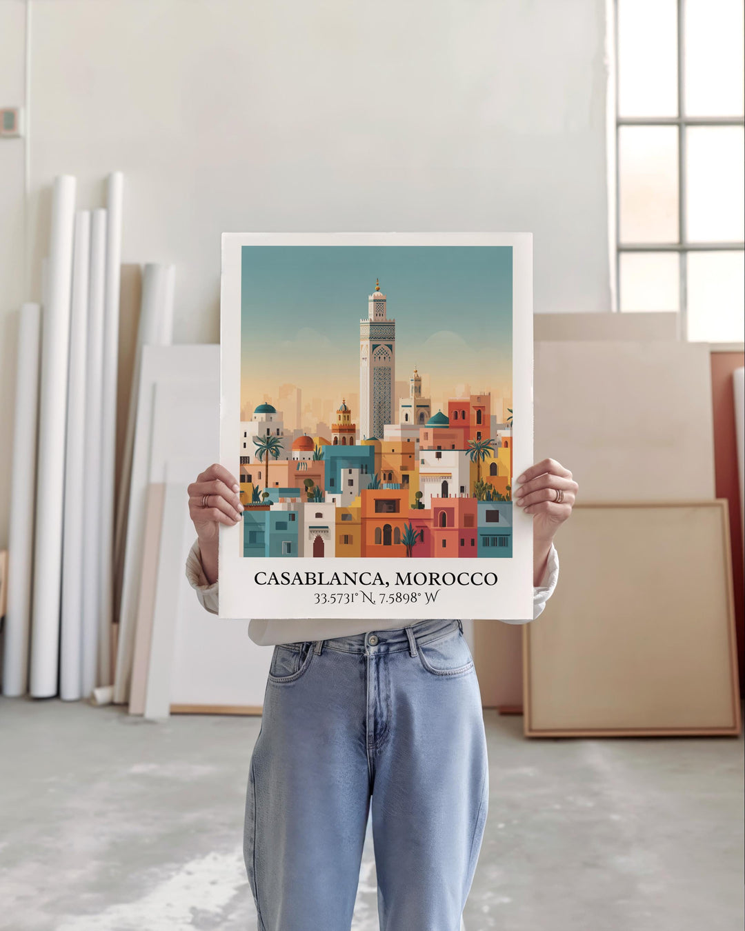 Casablanca Art, Casablanca Retro Travel Art, Casablanca Morocco Decor, Morocco Gift, Morocco Travel Art, Travel Prints, Housewarming Gift