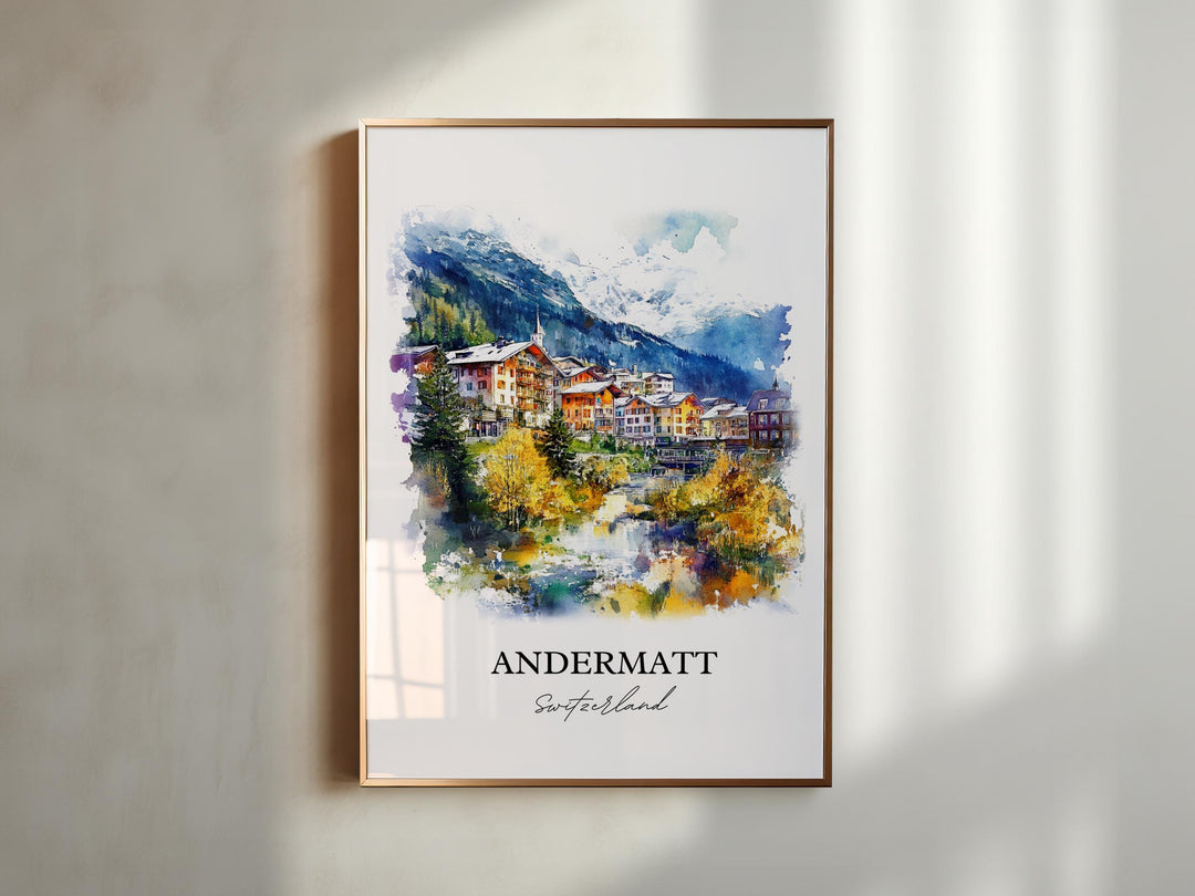 Andermatt Travel Print Wall Art Andermatt Wall Hanging Home Décor Andermatt Gift Art Lovers Switzerland Art Lover Gift Andermatt Poster