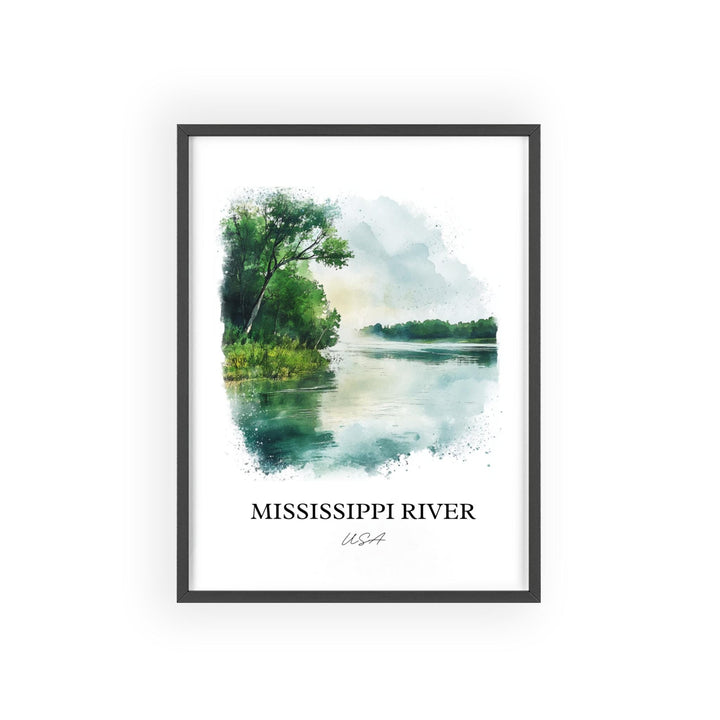 Mississippi River Wall Art, USA Prints, Mississippi Watercolor Art, Mississippi River Gift, Travel Print, Travel Poster, Housewarming Gift