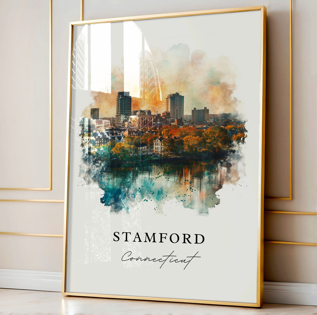 Stamford CT Wall Art, Connecticut Print, Stamford Wall Art, Stamford Gift, Travel Print, Travel Poster, Travel Gift, Housewarming Gift