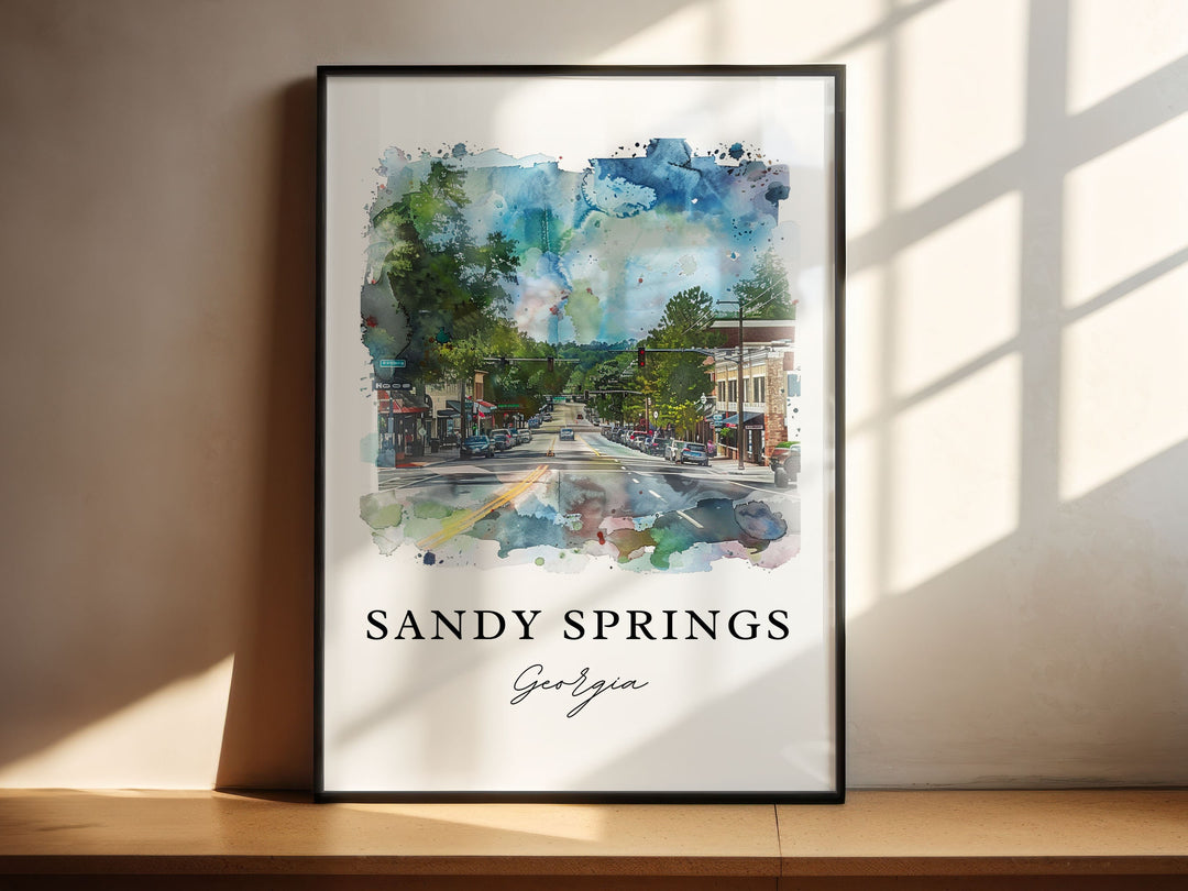 Sandy Springs GA Art, Sandy Springs Print, Sandy Springs Watercolor Art, Fulton County Gift,