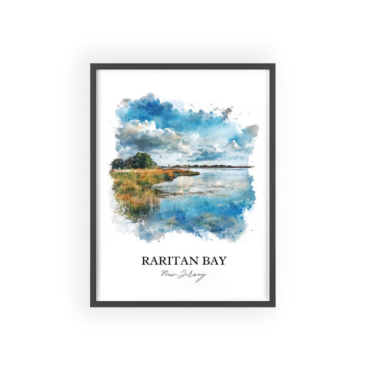 Raritan Bay Wall Art, Raritan NJ Print, New Jersey Watercolor Art, Raritan Bay Gift, Travel Print, Travel Poster, Housewarming Gift