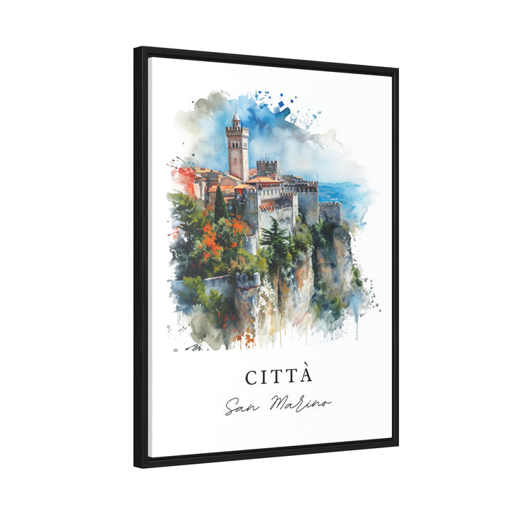 Citta San Marino watercolor travel art - San Marino, Italy print, Wedding gift, Birthday present, Custom Text, Perfect Gift