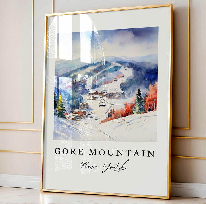Gore Mountain NY wall art, Gore Mountain print, Gore Mountain Ski gift, Gore Mtn Birthday present, Custom Text, Perfect Gift