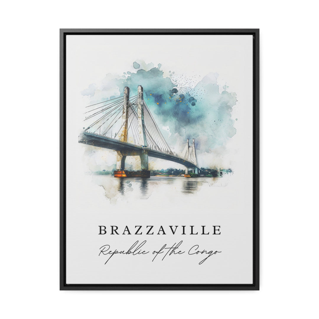 Brazzaville watercolor travel art - Republic of the Congo, Brazzaville print, Wedding gift, Birthday present, Custom Text, Perfect Gift