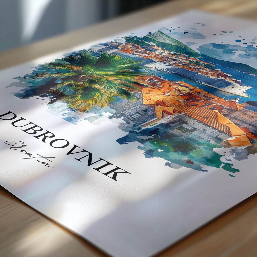 Dubrovnik Wall Art, Dubrovnik Croatia Print, Croatia Watercolor Art, Dubrovnik Gift, Travel Print, Travel Poster, Housewarming Gift