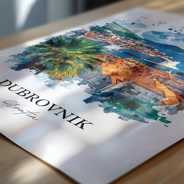 Dubrovnik Wall Art, Dubrovnik Croatia Print, Croatia Watercolor Art, Dubrovnik Gift, Travel Print, Travel Poster, Housewarming Gift