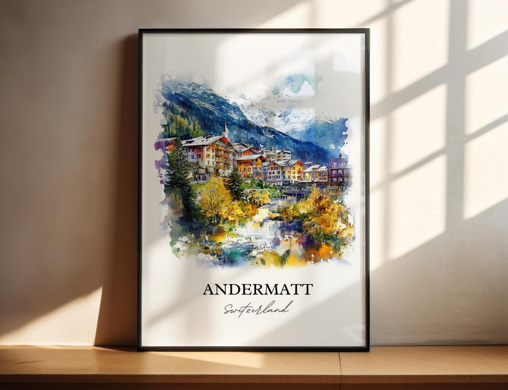 Andermatt Travel Print Wall Art Andermatt Wall Hanging Home Décor Andermatt Gift Art Lovers Switzerland Art Lover Gift Andermatt Poster