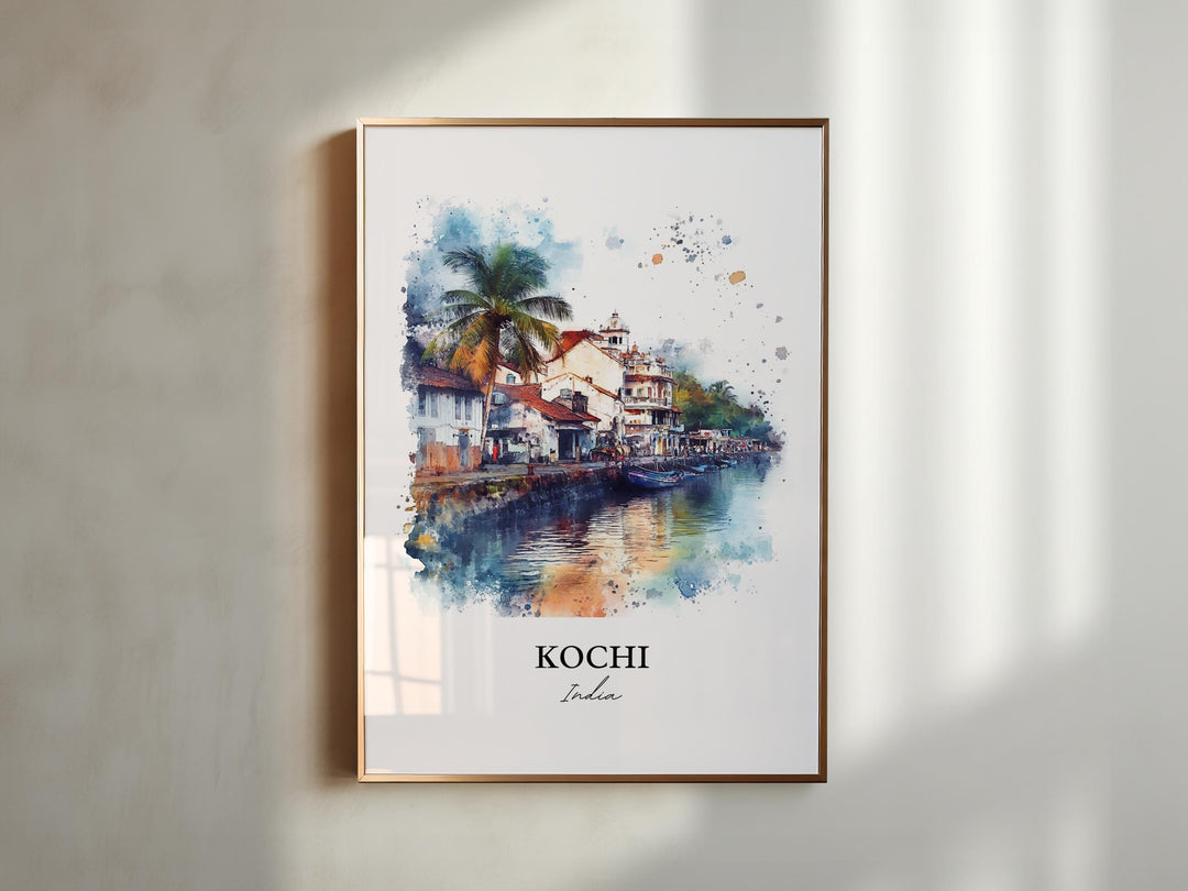 Kochi Wall Art, Kochi India Print, India Watercolor Art, Kochi India Gift, Travel Print, Travel Poster, Housewarming Gift