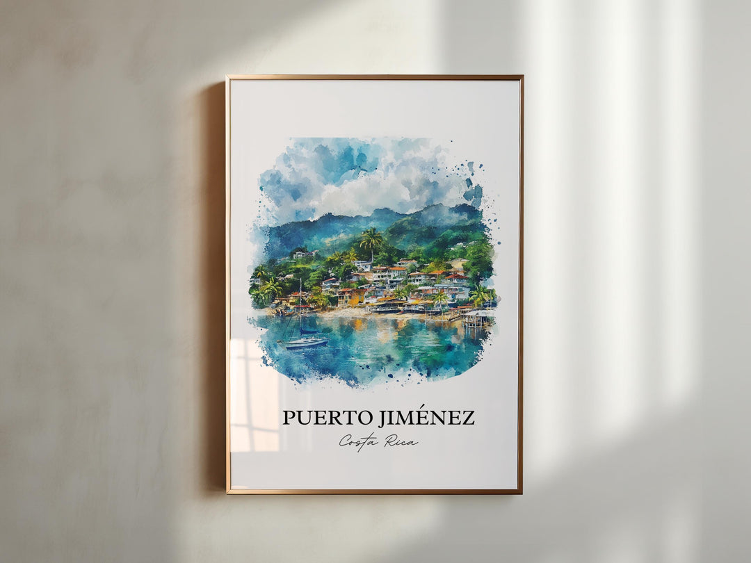 Puerto Jiménez Wall Art, Puntarenas Print, Costa Rica Watercolor Art, Puerto Jiménez Gift, Travel Print, Travel Poster, Housewarming Gift