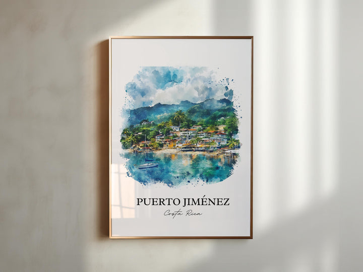 Puerto Jiménez Wall Art, Puntarenas Print, Costa Rica Watercolor Art, Puerto Jiménez Gift, Travel Print, Travel Poster, Housewarming Gift