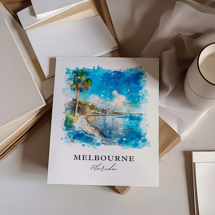 Melbourne Florida Wall Art, Melbourne FL Print, Orlando FL Watercolor, Orlando Gift,