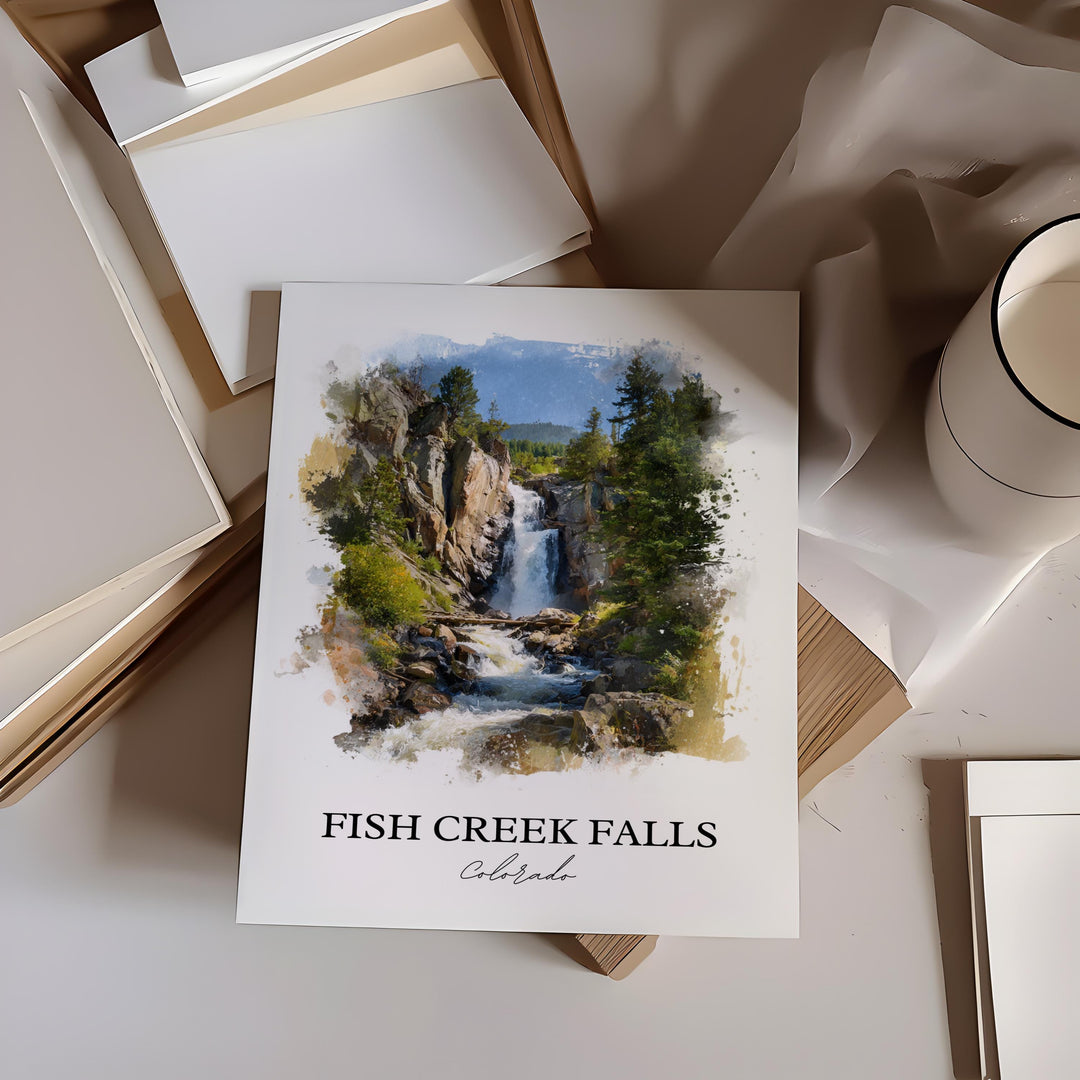 Fish Creek Falls Art, Steamboat Springs Print, Colorado Watercolor, Fish Creek Falls Gift, Travel Print, Travel Poster, Housewarming Gift