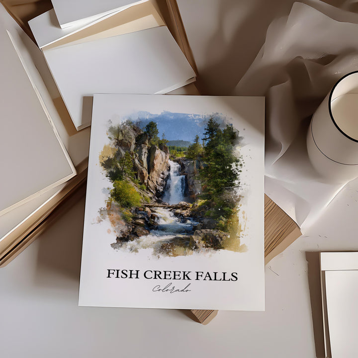 Fish Creek Falls Art, Steamboat Springs Print, Colorado Watercolor, Fish Creek Falls Gift, Travel Print, Travel Poster, Housewarming Gift