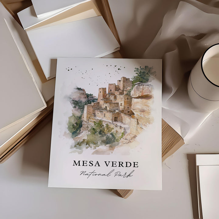 Mesa Verde Wall Art, Mesa Verde Print, Montezuma County Watercolor, Mesa Verde CO Gift,