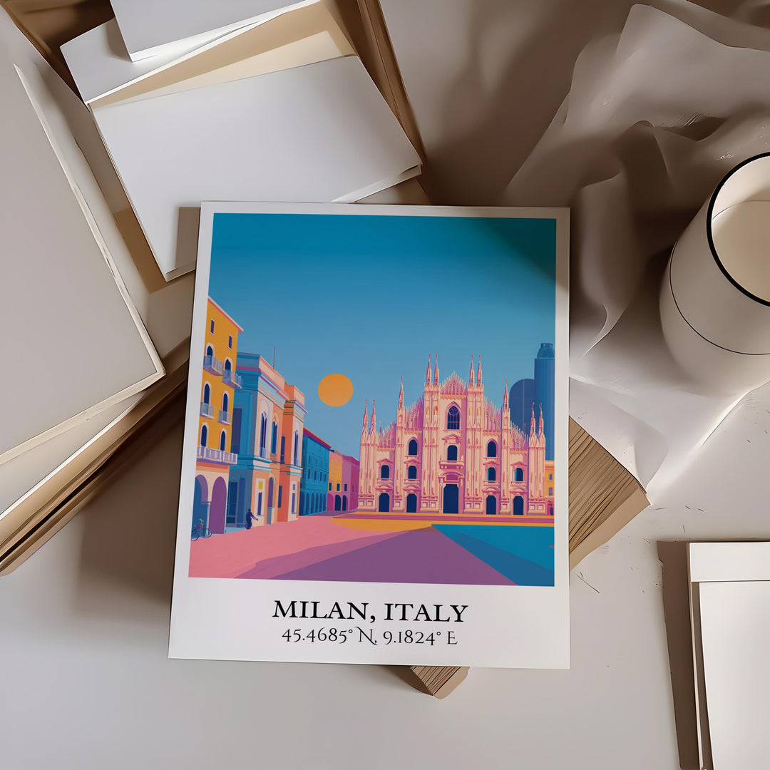 Milan Italy Art, Milan Retro Travel Art, Milan Italy Home Decor, Milan Italy Gift, Italy Travel Art, Travel Prints, Housewarming Gift