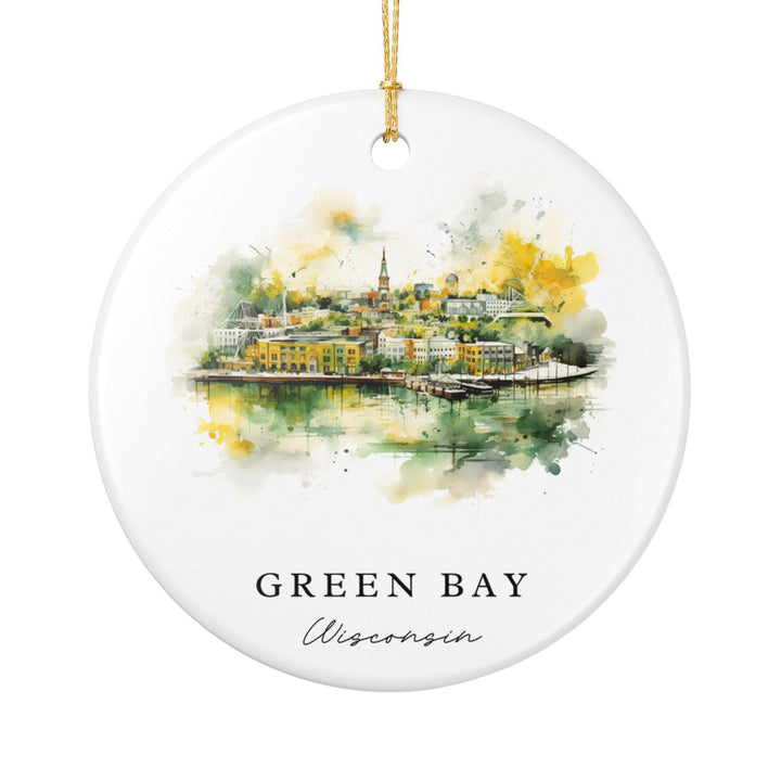 Green Bay Ornament: Unique Green Bay Souvenir, Wisconsin Xmas Decor, and Authentic Green Bay WI Gift