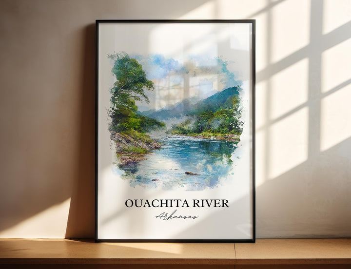 Ouachita River Wall Art, Black River Print, Arkansas Watercolor Art, Ouachita River Gift, Travel Print, Travel Poster, Housewarming Gift