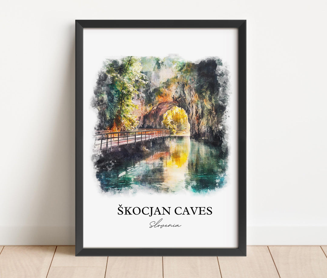 Skocjan Caves Wall Art, Divaca Print, Slovenia Watercolor Art, Skocjan Caves Gift, Travel Print, Travel Poster, Housewarming Gift