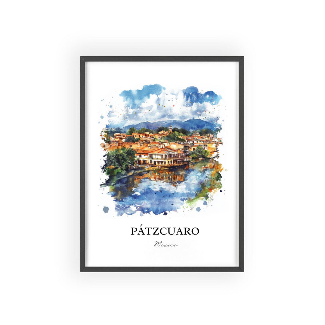 Pátzcuaro Wall Art, Michoacán MX Print, Mexico Watercolor Art, Pátzcuaro Gift, Travel Print, Travel Poster, Housewarming Gift