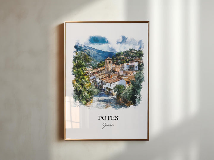 Potes Spain Wall Art, Cantabria Print, Spain Watercolor Art, Potes Spain Gift, Travel Print, Travel Poster, Housewarming Gift