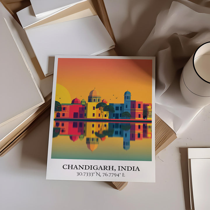 Chandigarh Art, Chandigarh Retro Travel Art, Chandigarh Home Decor, Chandigarh Gift, India Travel Art, Travel Prints, Housewarming Gift