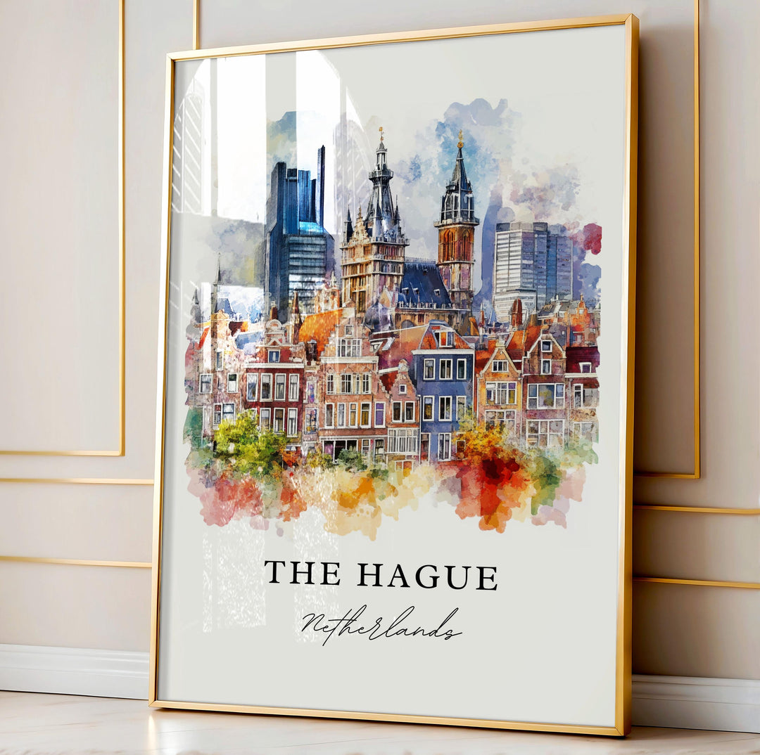 The Hague Wall Art, The Hague Print, The Hague Watercolor Art, The Hague Netherlands Gift,