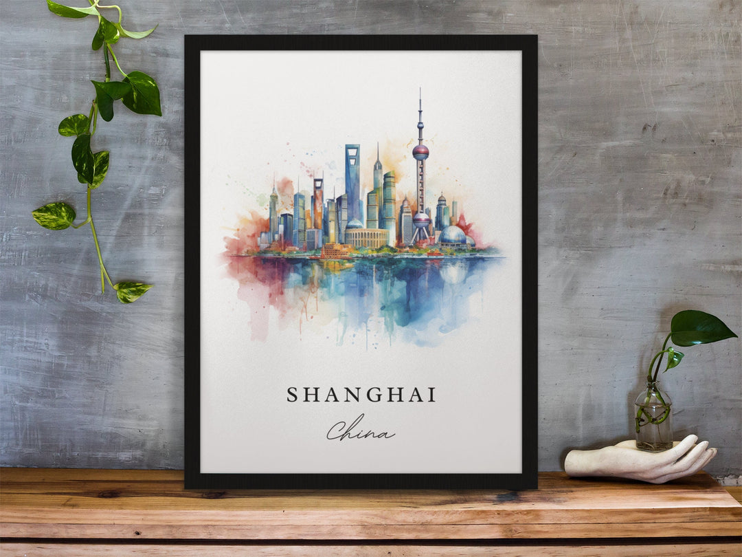 Shanghai wall art - China, Shanghai poster, Shanghai Wedding gift, Shanghai Skyline Birthday present, Custom Text, Personalised Gift