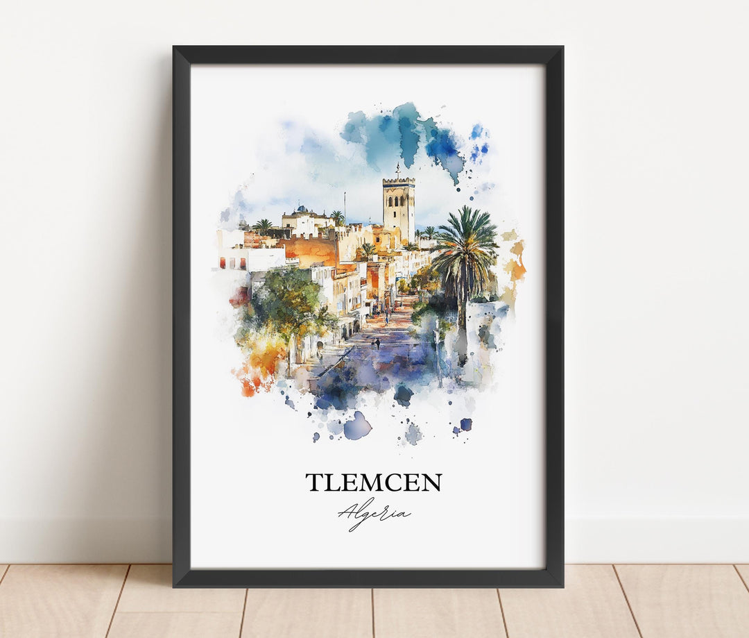 Tlemcen Wall Art, Algeria Africa Print, Algeria Watercolor Art, Tlemcen Algeria Gift, Travel Print, Travel Poster, Housewarming Gift