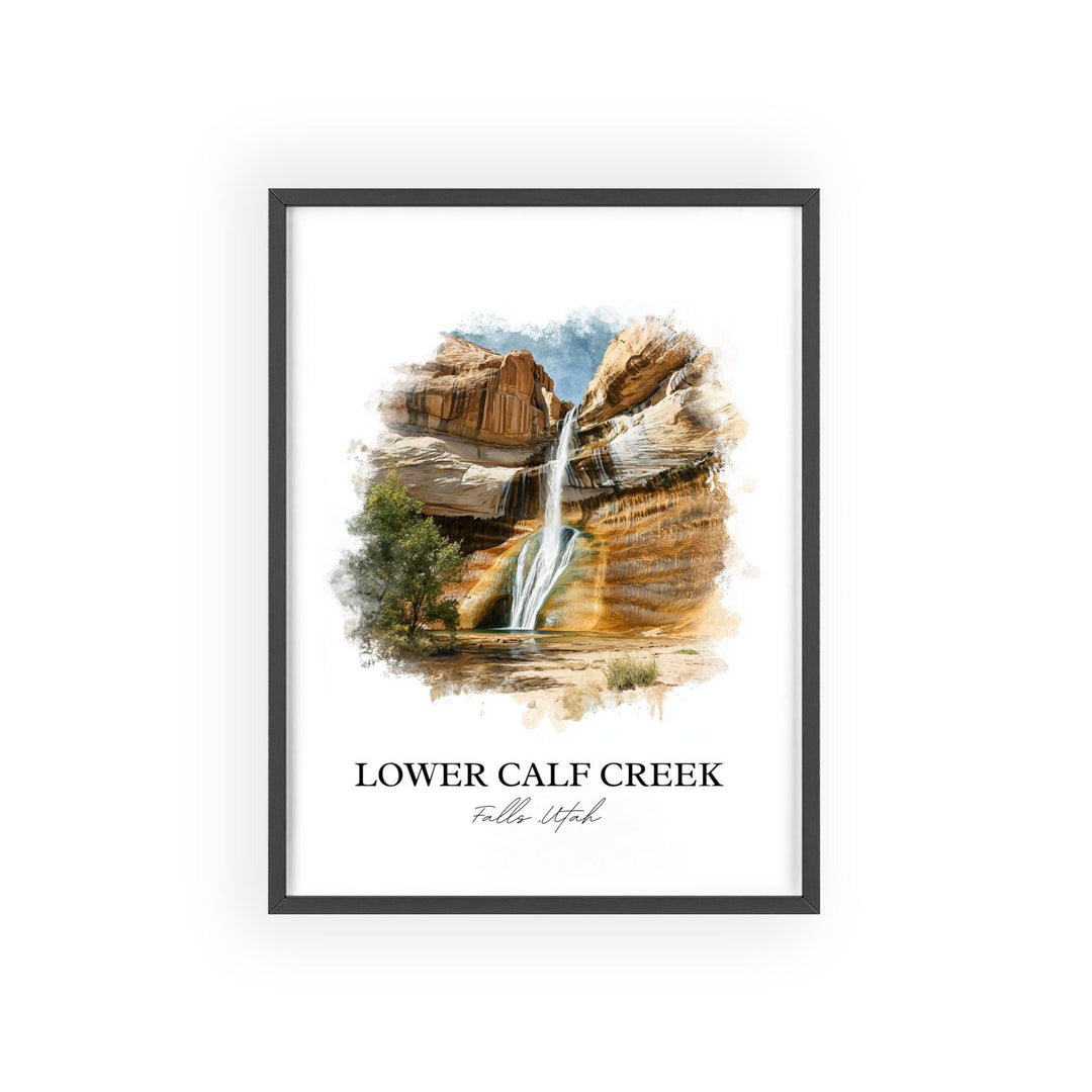 Lower Calf Creek Falls Art, Utah Print, Boulder UT Watercolor Art, Lower Calf Creek Gift, Travel Print, Travel Poster, Housewarming Gift