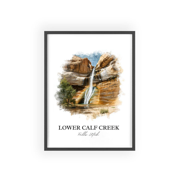 Lower Calf Creek Falls Art, Utah Print, Boulder UT Watercolor Art, Lower Calf Creek Gift, Travel Print, Travel Poster, Housewarming Gift