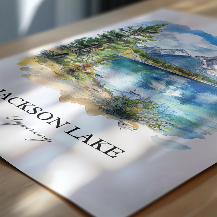 Jackson Lake Wall Art, Grand Tetons Print, Wyoming Watercolor Art, Jackson Lake WY Gift, Travel Print, Travel Poster, Housewarming Gift