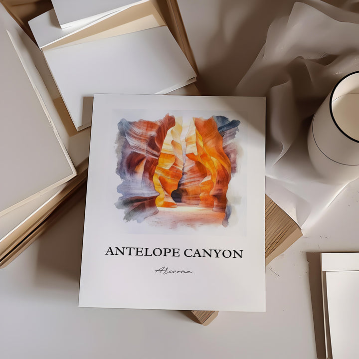 Antelope Canyon Art, Lechee Arizona Print, Antelope AZ Watercolor Art, Antelope Canyon Gift, Travel Print, Travel Poster, Housewarming Gift