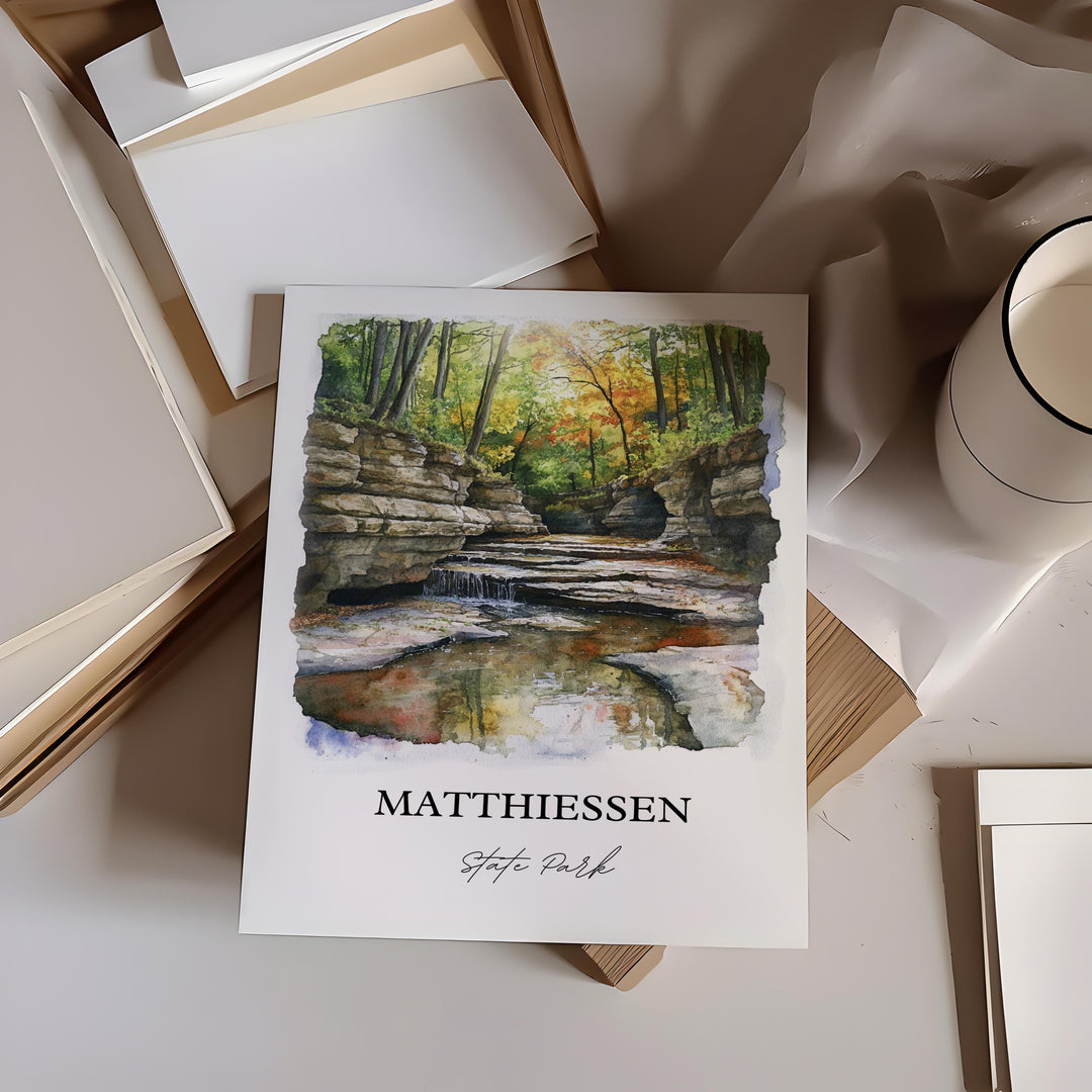 Matthiessen State Park Art, Matthiessen Print, Oglesby Watercolor Art, LaSalle County Gift, Travel Print, Travel Poster, Housewarming Gift