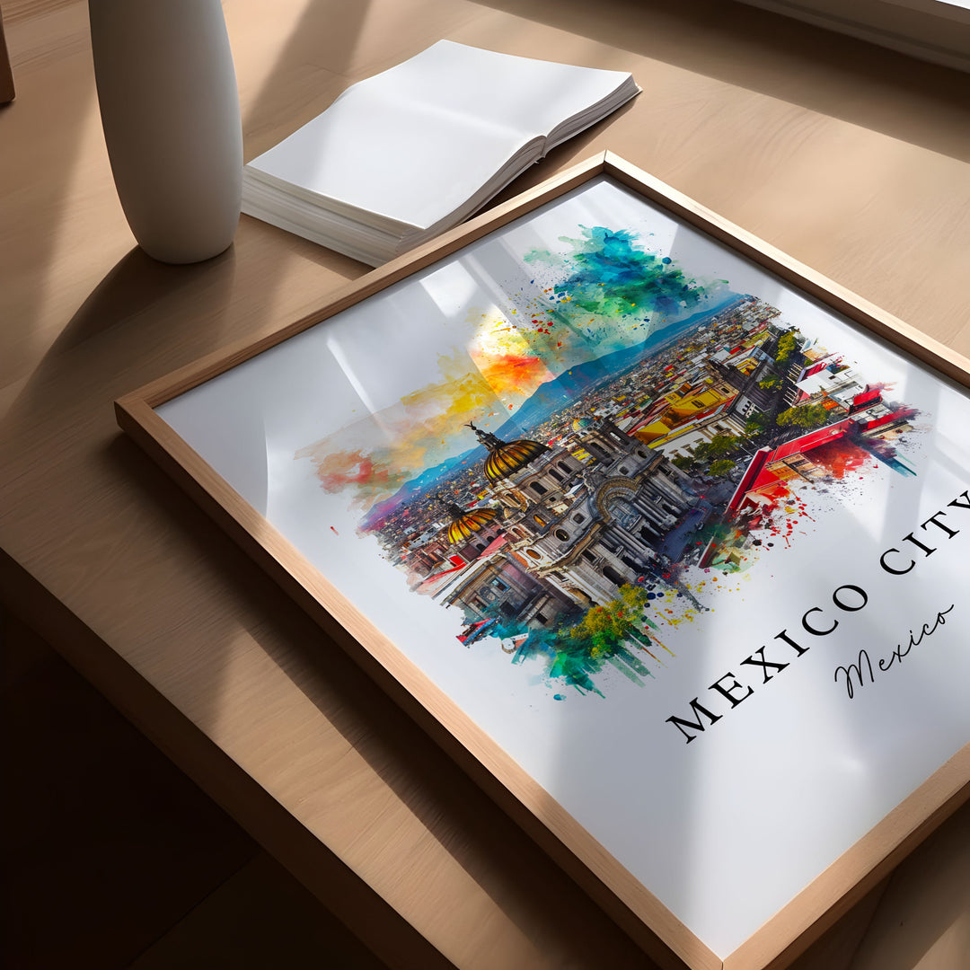 Mexico City watercolor travel art - Mexico, Mexico City print, Wedding gift, Birthday present, Custom Text, Perfect Gift