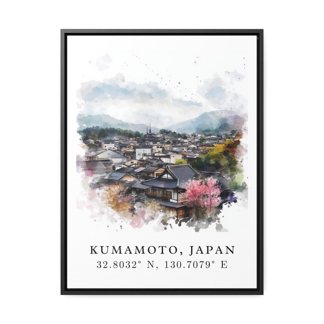 Kumamoto Wall Art, Kumamoto Print, Japan Watercolor Art, Kyushu Japan Gift,