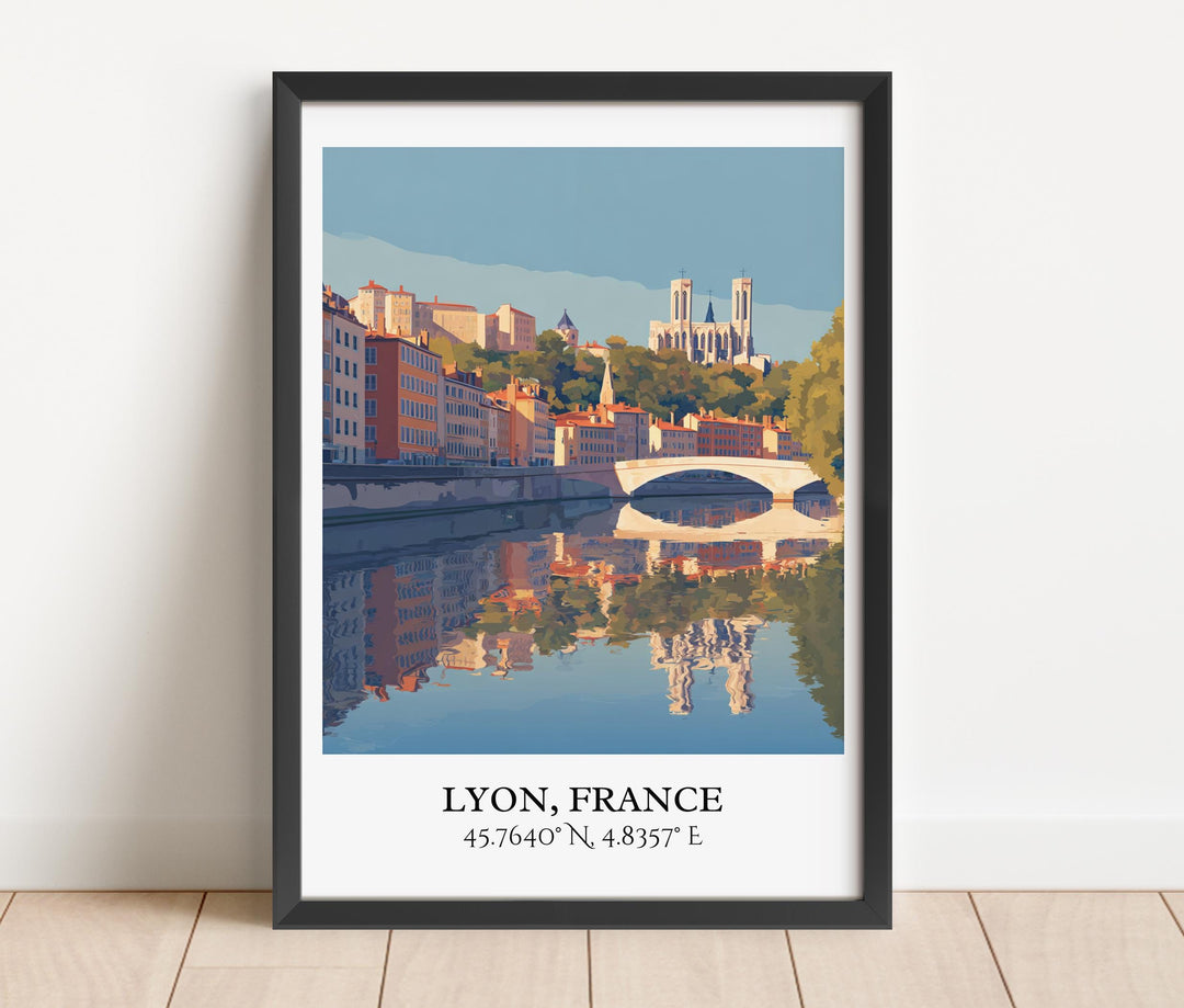 Lyon France Art, Lyon Retro Travel Art, Lyon France Home Decor, France Gift, France Travel Art, Travel Prints, Housewarming Gift