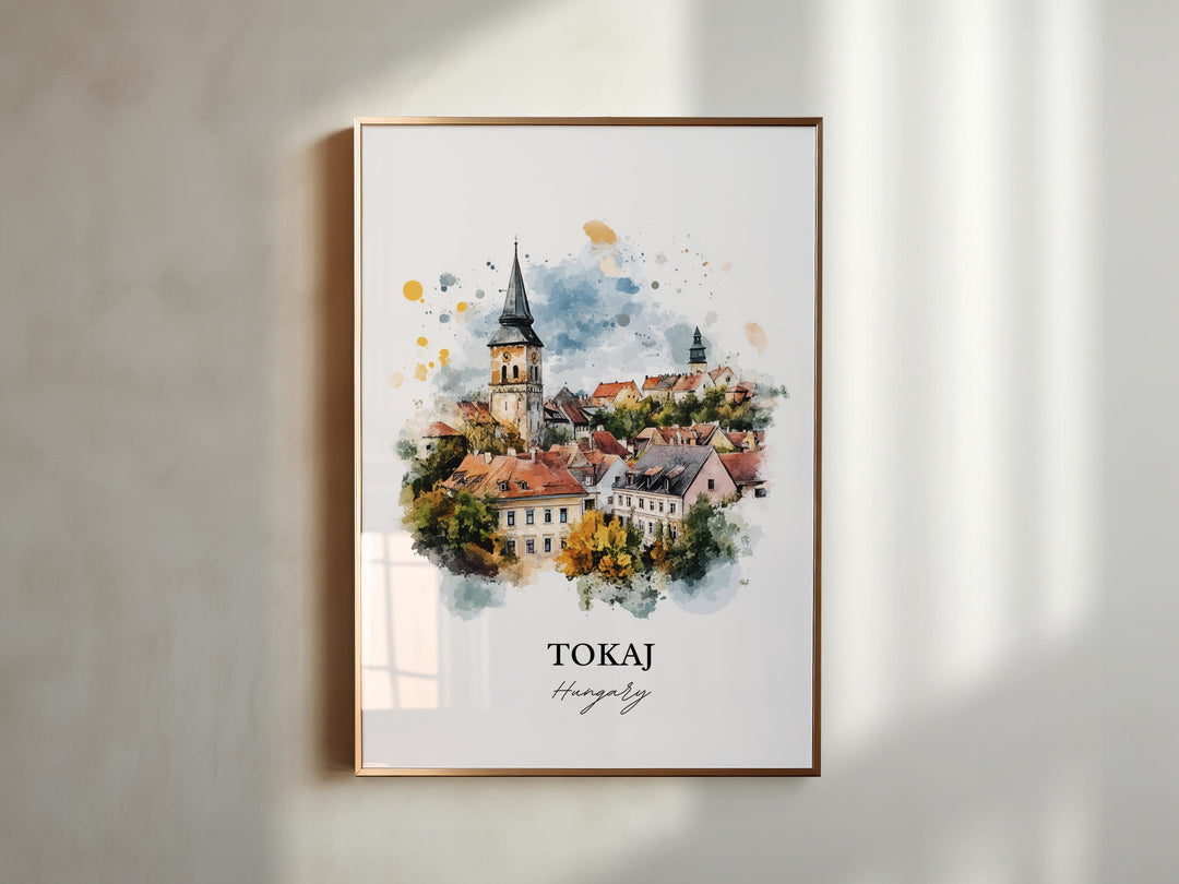 Tokaj Hungary Wall Art, Borsod-Abaúj-Zemplén Print, Hungary Watercolor Art, Tokaj Gift, Travel Print, Travel Poster, Housewarming Gift