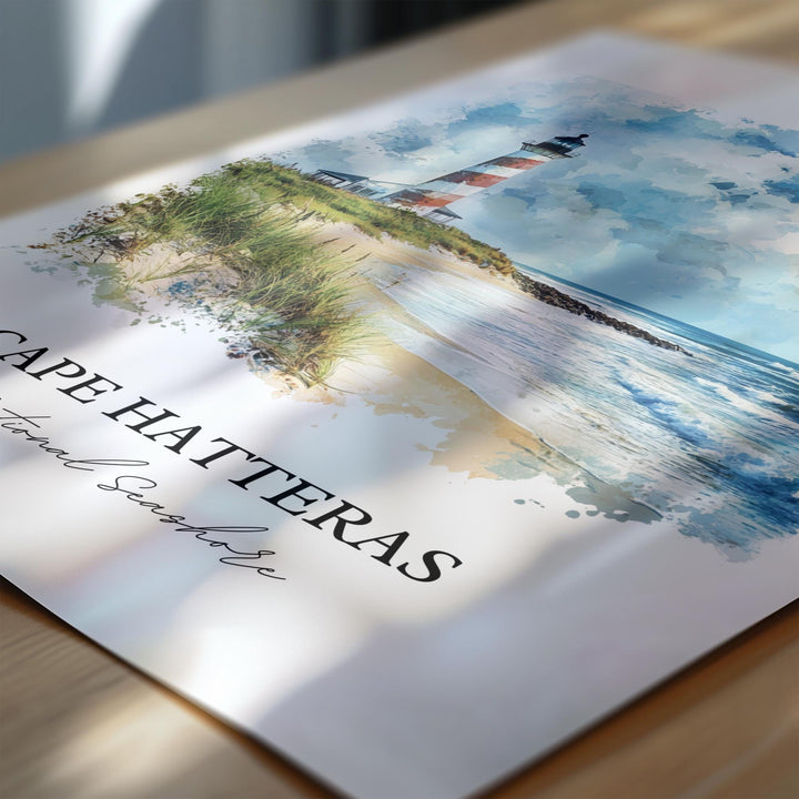 Cape Hatteras Wall Art, Hatteras Island Print, Cape Hatteras Watercolor, Cape Hatteras Gift, Travel Print, Travel Poster, Housewarming Gift
