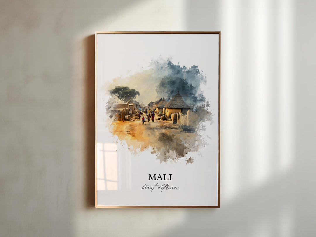 Mali Wall Art, Mali Print, Mali Watercolor Art, Mali Africa Gift, Travel Print, Travel Poster, Housewarming Gift