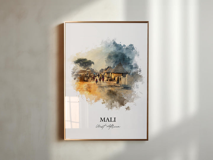 Mali Wall Art, Mali Print, Mali Watercolor Art, Mali Africa Gift, Travel Print, Travel Poster, Housewarming Gift