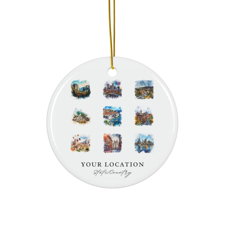 Custom Location Ornament: Unique Travel Souvenir, Custom Location Xmas Ornament, and Travel Lover Christmas Gift