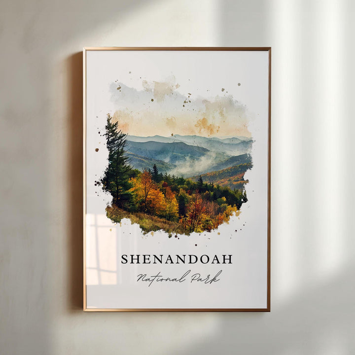 Shenandoah Wall Art, Shenandoah Natl Park Print, WV Watercolor Art, Shenandoah Valley Gift,